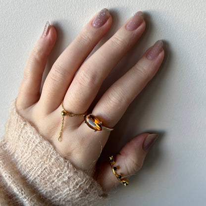 [ brown ] gem MARQUISE silver [ free size ]