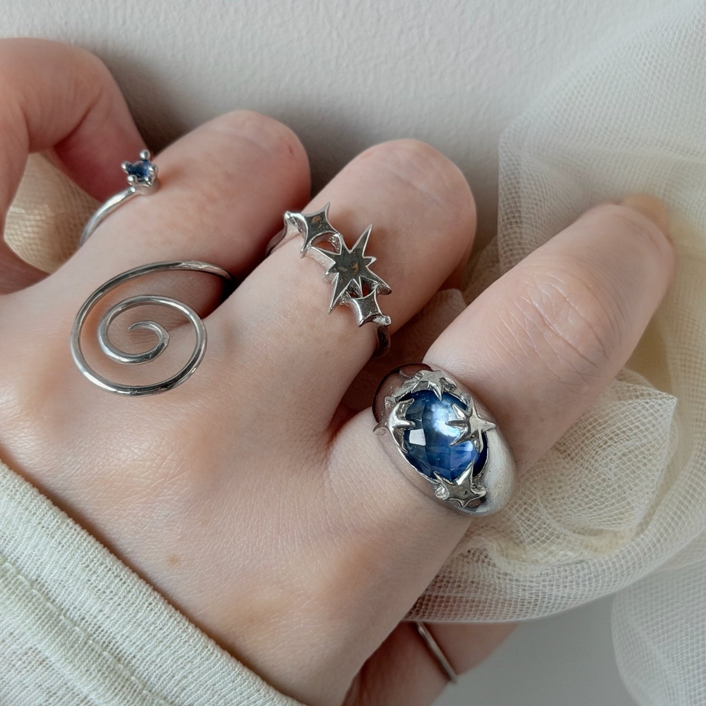 [ lapis lazuli quartz triplet ] twinkle ring silver