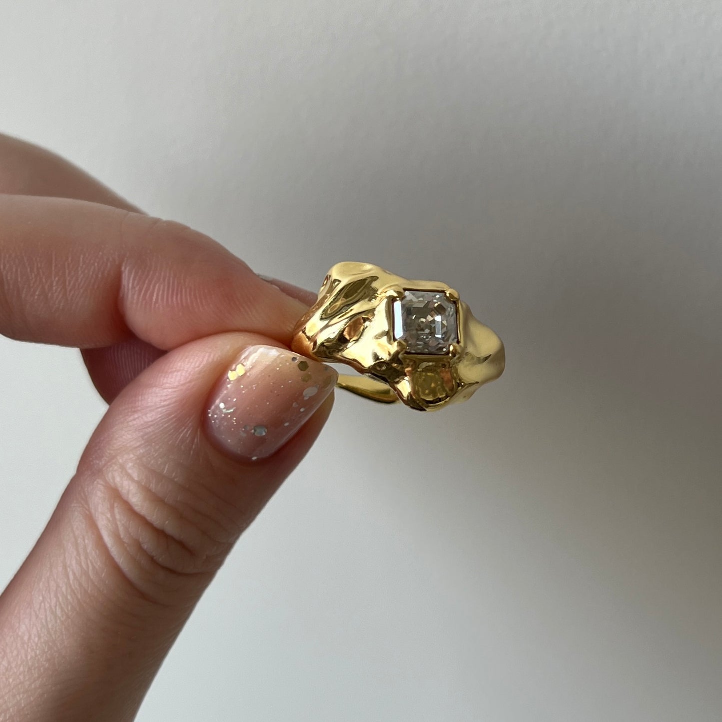 [ crystal shade ]  melt ring  gold  [ free size ]