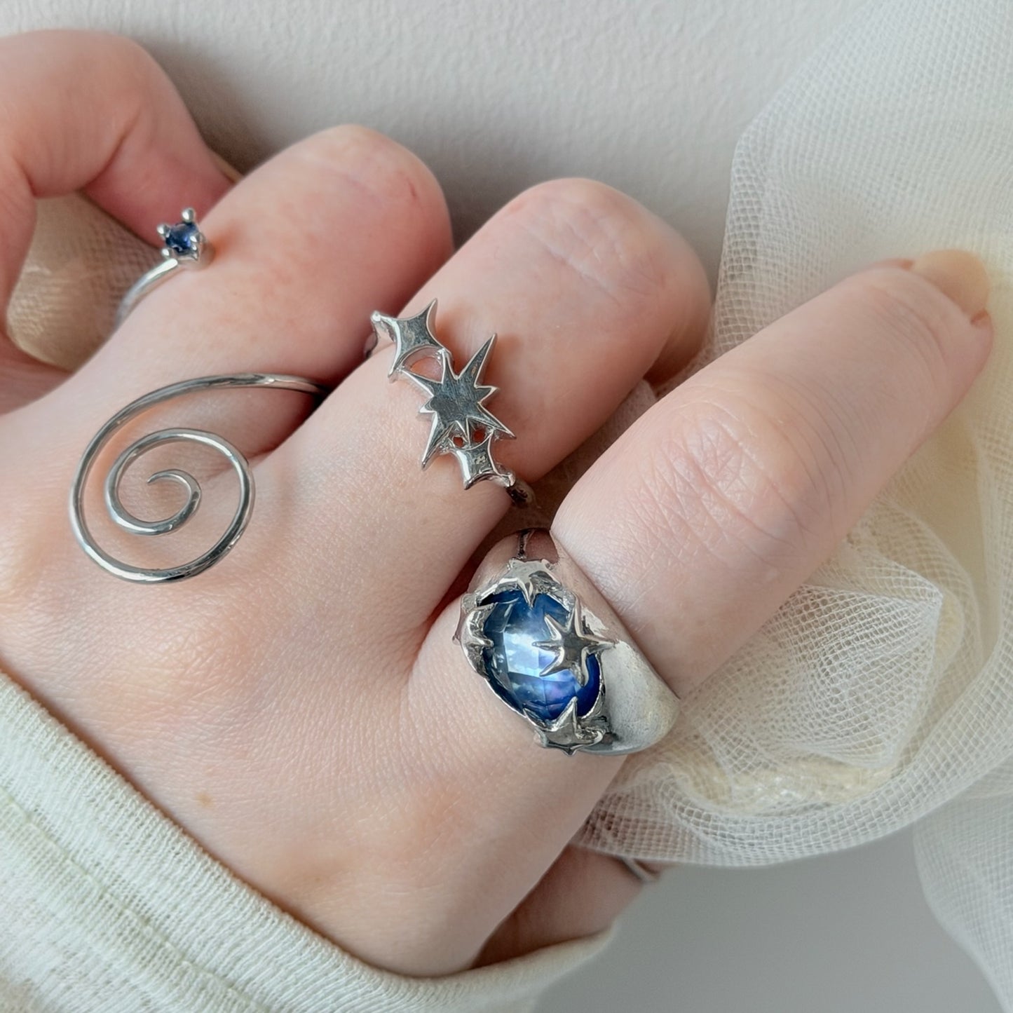 [ lapis lazuli quartz triplet ] twinkle ring silver