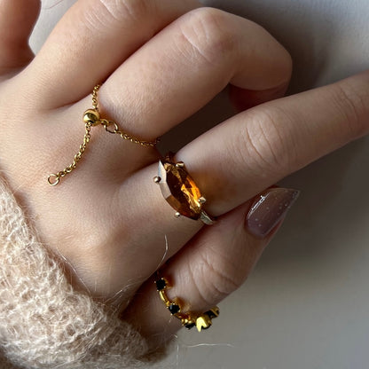 [ brown ] gem MARQUISE silver [ free size ]