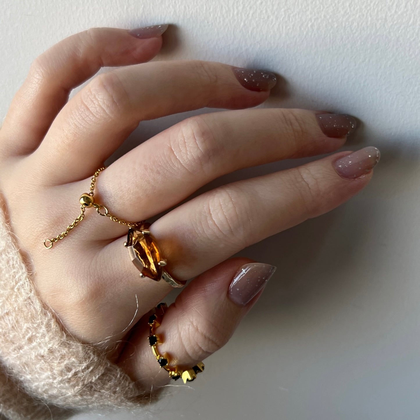 [ brown ] gem MARQUISE silver [ free size ]