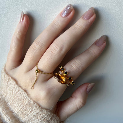 06. [ brown ] gem MARQUISE gold [ free size ]