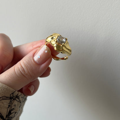 [ crystal shade ]  melt ring  gold  [ free size ]