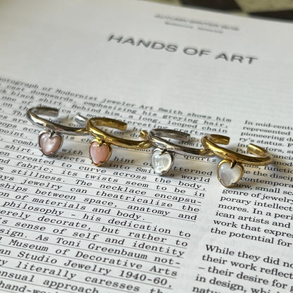 [ pink shell ] um heart ring gold