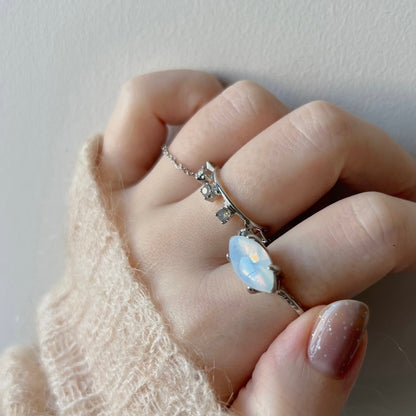 01. [ opal ] gem TEN stones silver [ free size ]