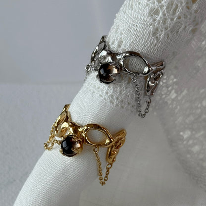 [ smoky quartz ] nuanced mesh silver [ free size ]