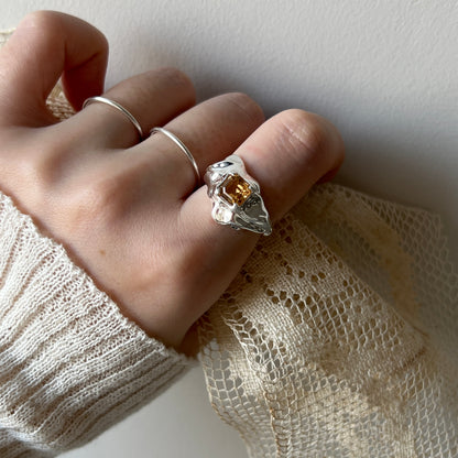 [ colorado topaz ]  melt ring  silver  [ free size ]