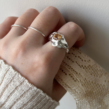 [ colorado topaz ]  melt ring  silver  [ free size ]