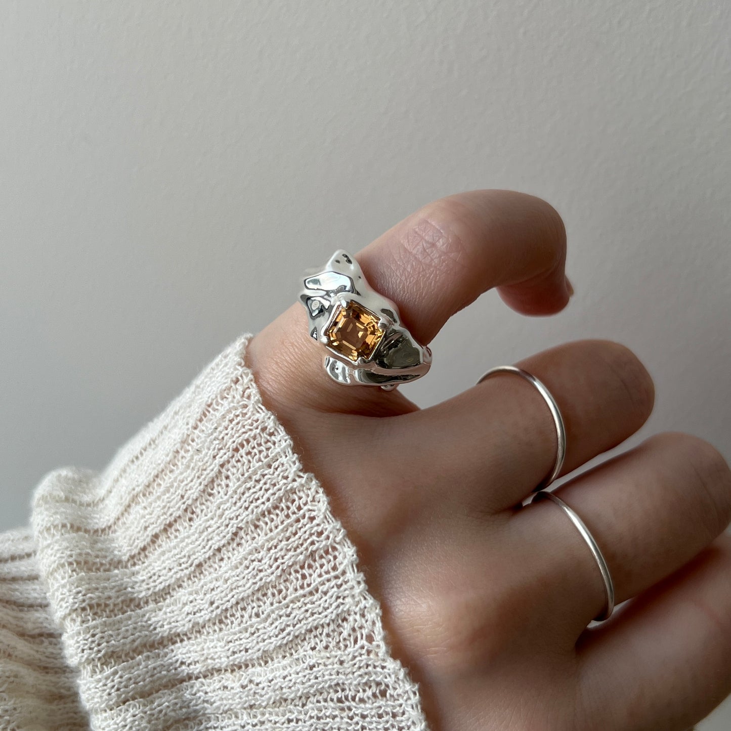 [ colorado topaz ]  melt ring  silver  [ free size ]