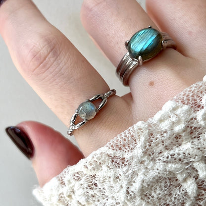 [ labradorite ] spring ring silver