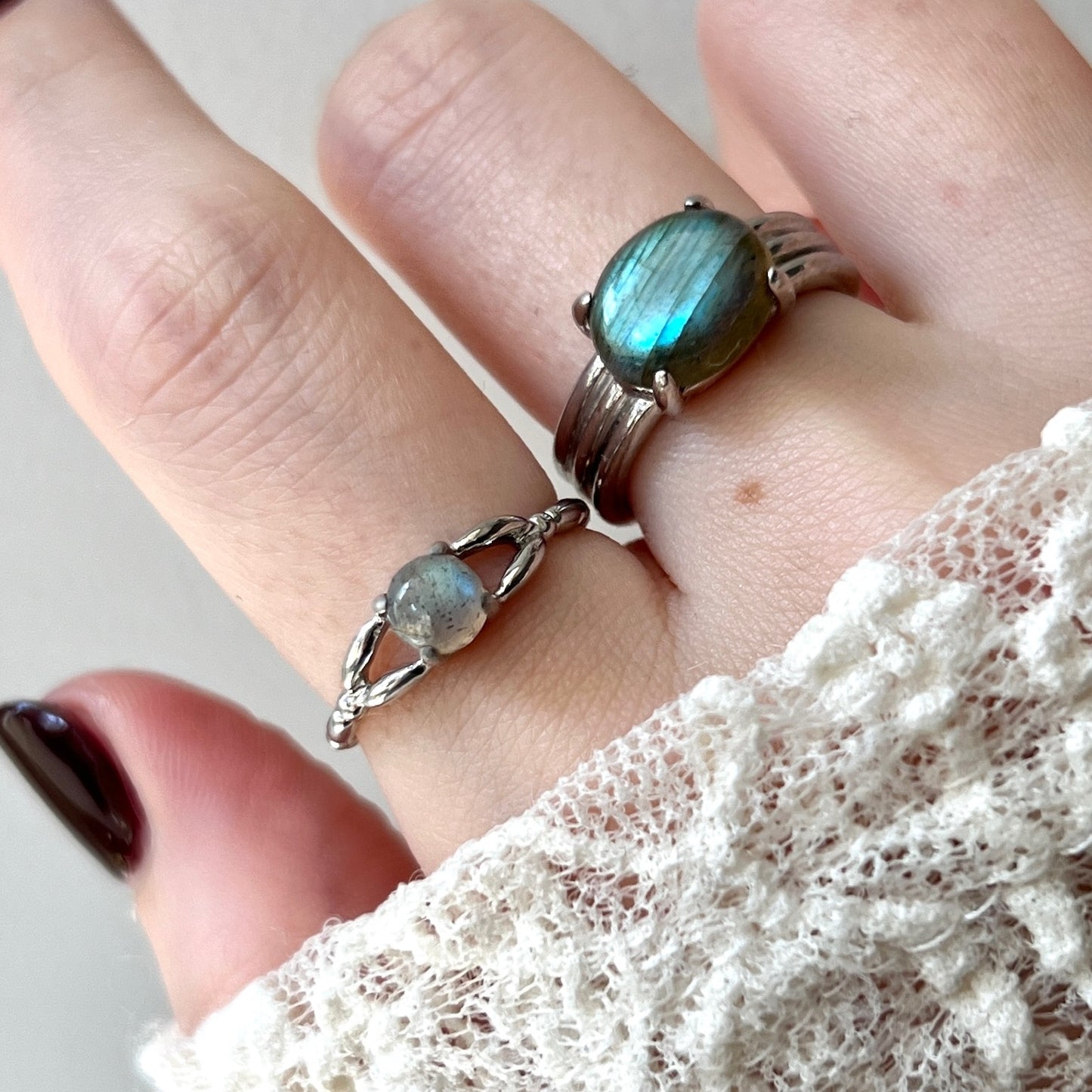 [ labradorite ] spring ring silver