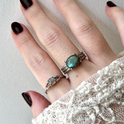 [ labradorite ] spring ring silver