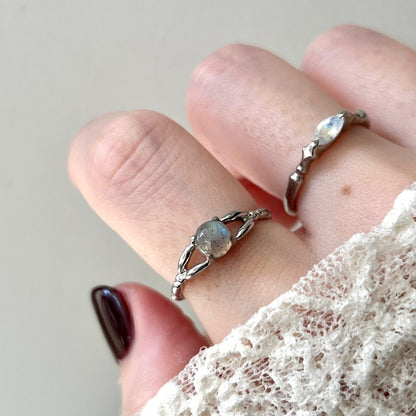 [ labradorite ] spring ring silver
