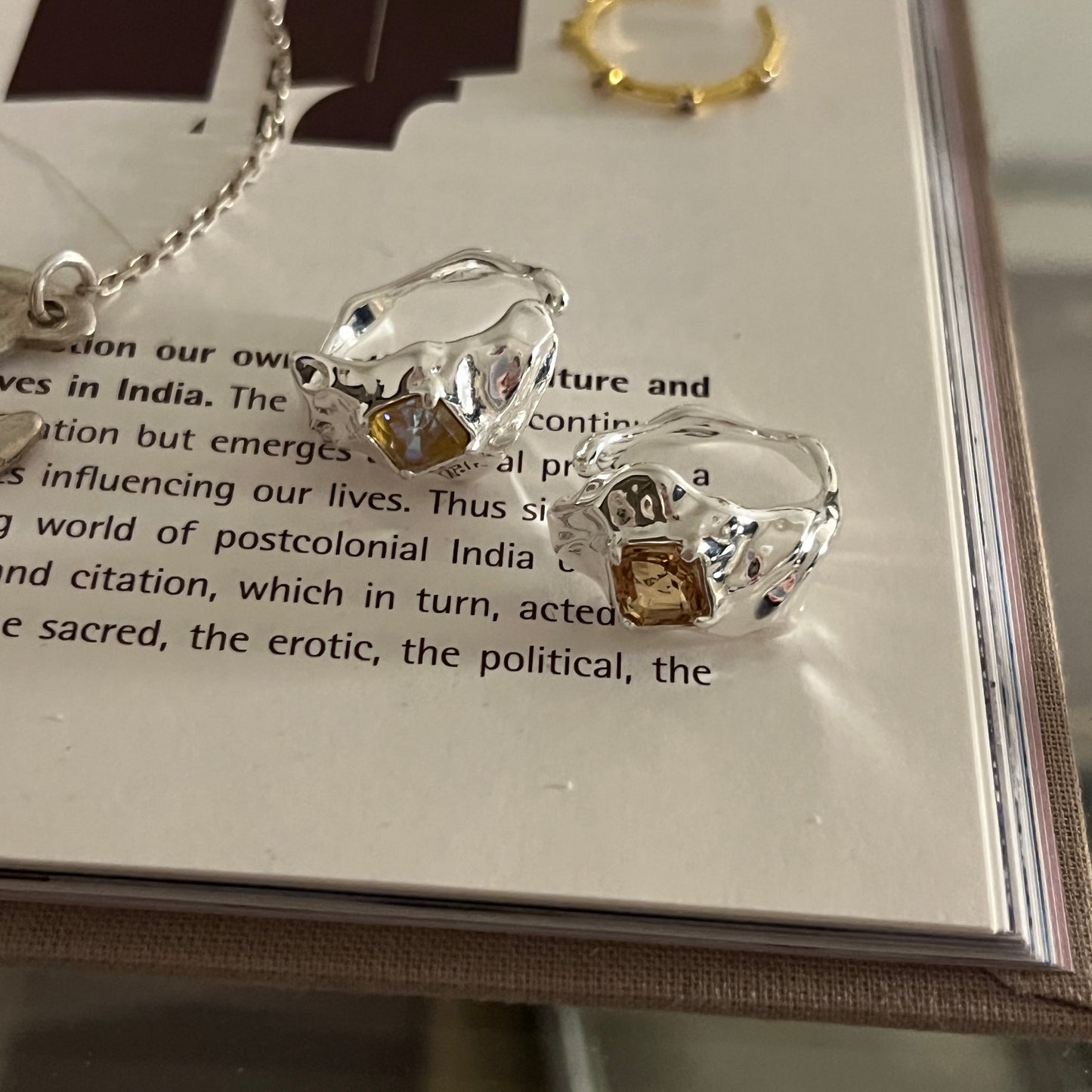 [ colorado topaz ]  melt ring  silver  [ free size ]