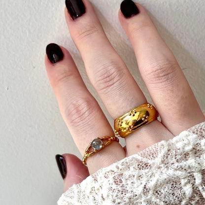 [ labradorite ] spring ring gold