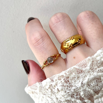 [ labradorite ] spring ring gold