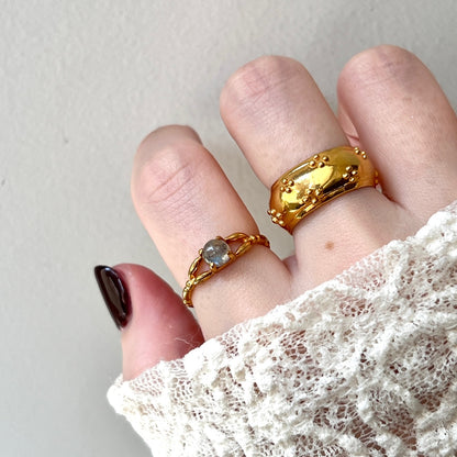 [ labradorite ] spring ring gold