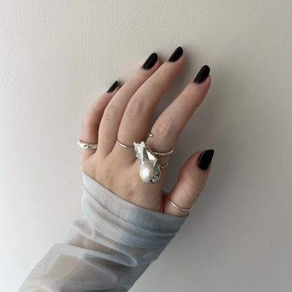 oyster pearl full order ring silver