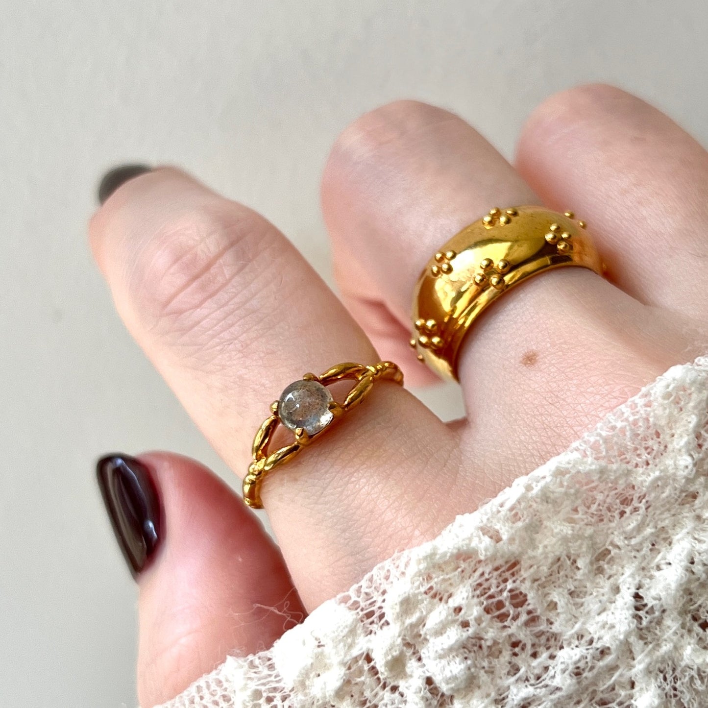 [ labradorite ] spring ring gold