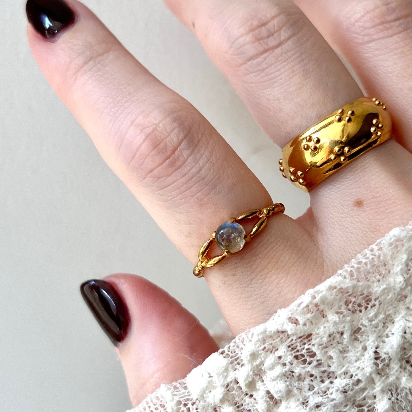 [ labradorite ] spring ring gold
