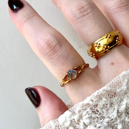 [ labradorite ] spring ring gold