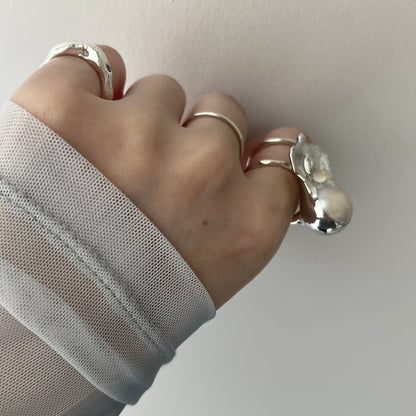 oyster pearl full order ring silver