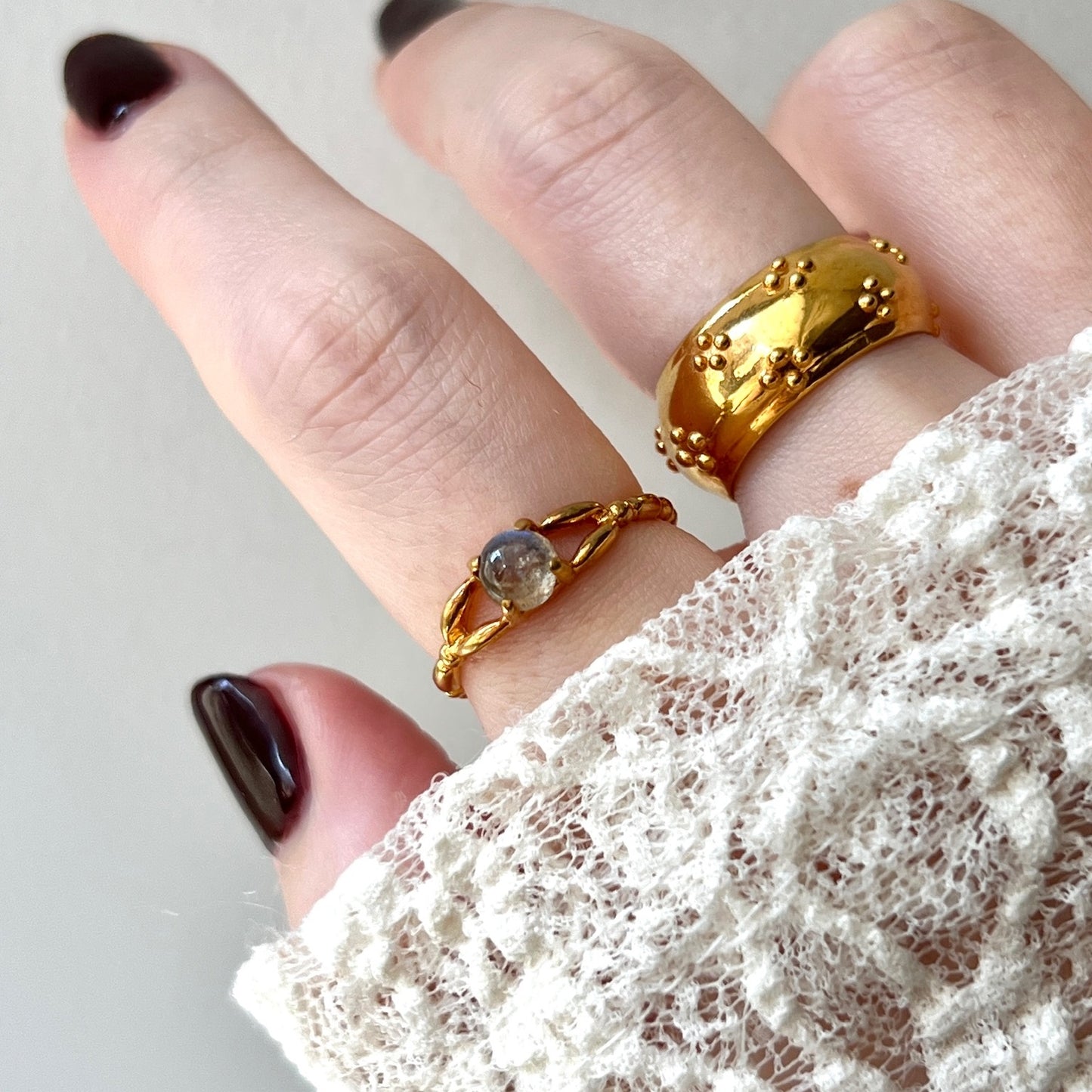 [ labradorite ] spring ring gold