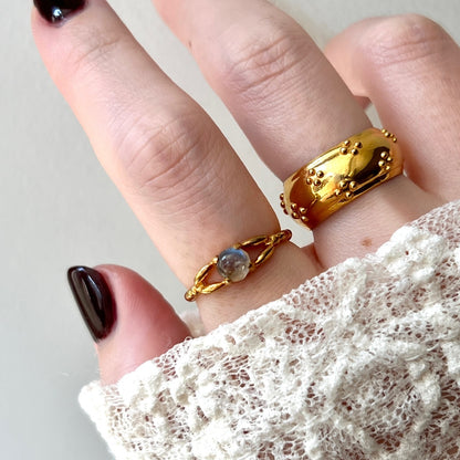 [ labradorite ] spring ring gold