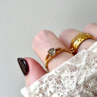 [ labradorite ] spring ring gold