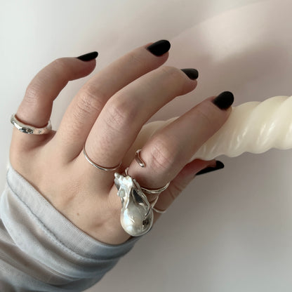 oyster pearl full order ring silver
