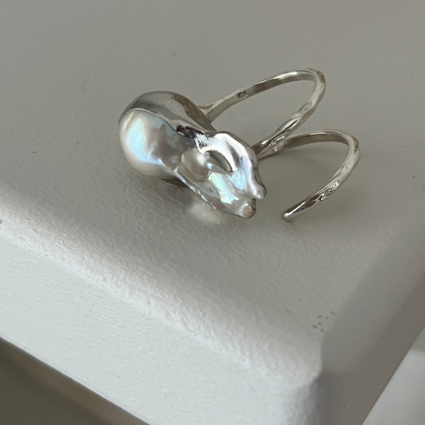 oyster pearl full order ring silver