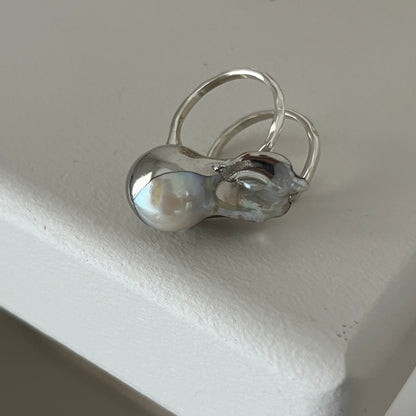 oyster pearl full order ring silver