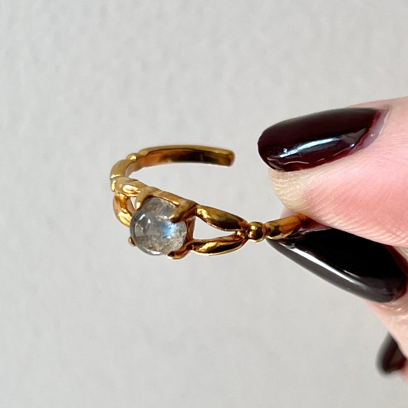 [ labradorite ] spring ring gold