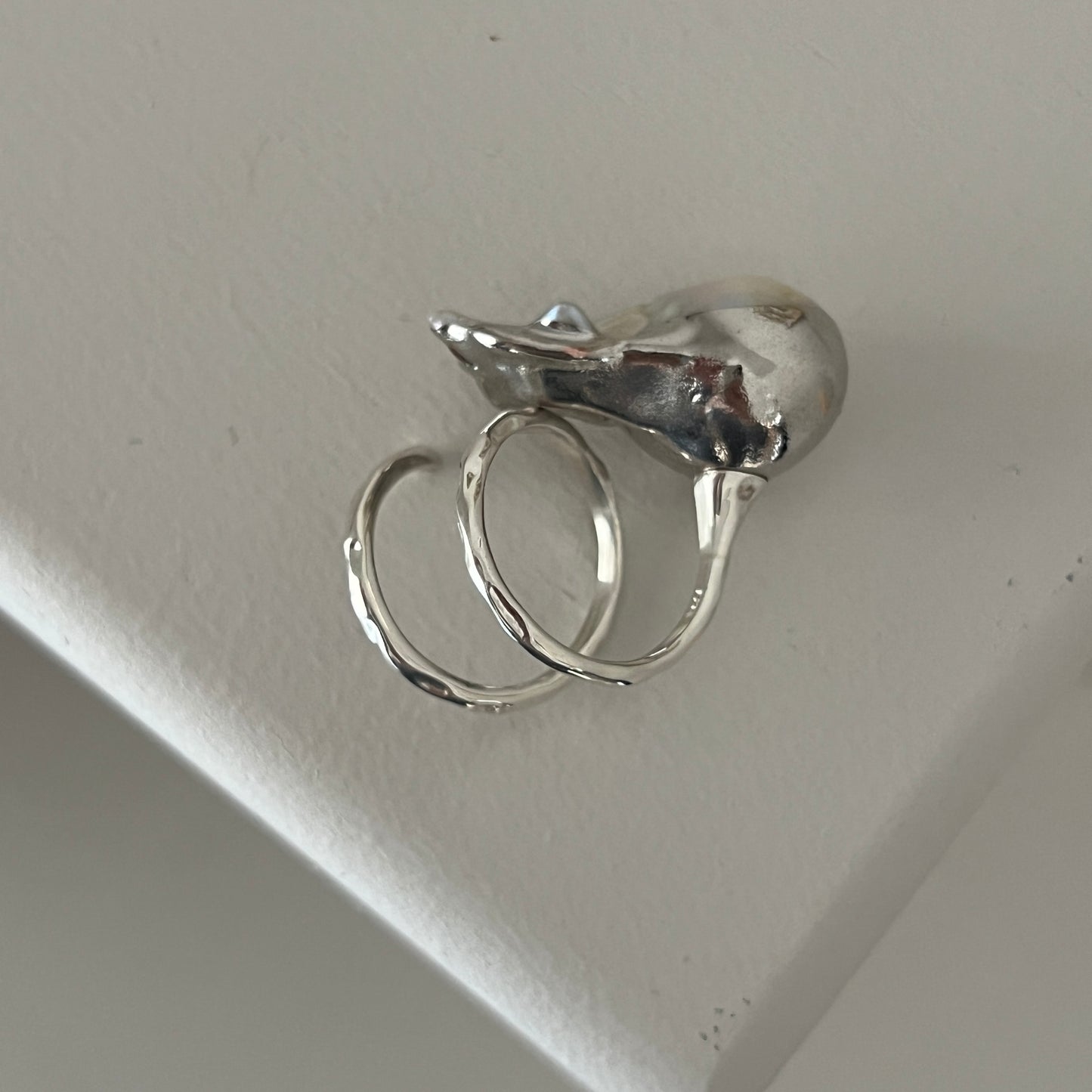 oyster pearl full order ring silver