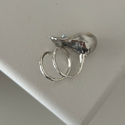 oyster pearl full order ring silver