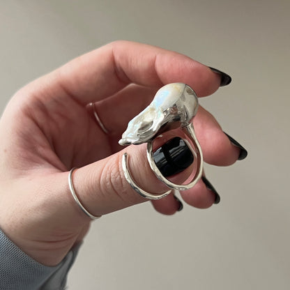 oyster pearl full order ring silver