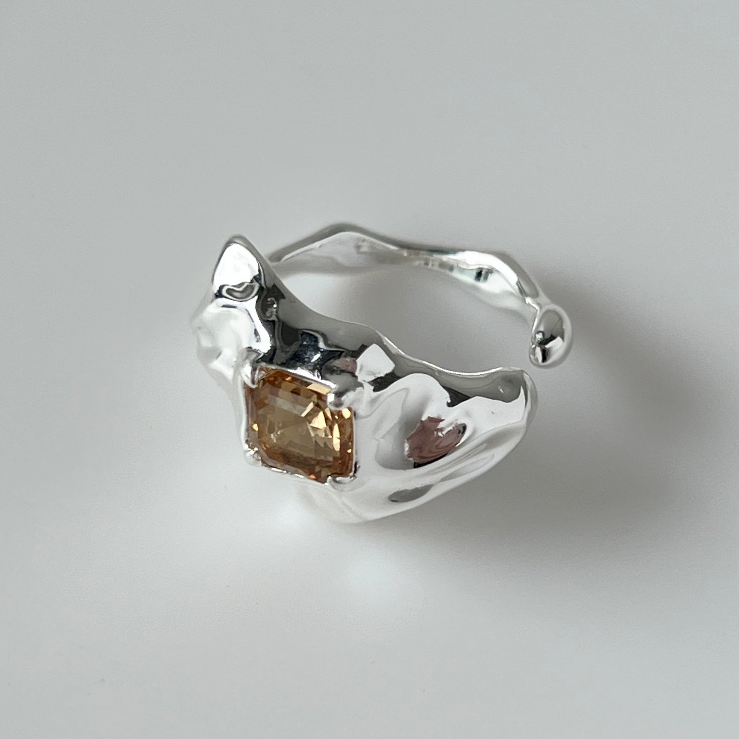 [ colorado topaz ]  melt ring  silver  [ free size ]