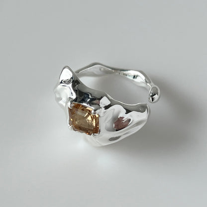 [ colorado topaz ]  melt ring  silver  [ free size ]