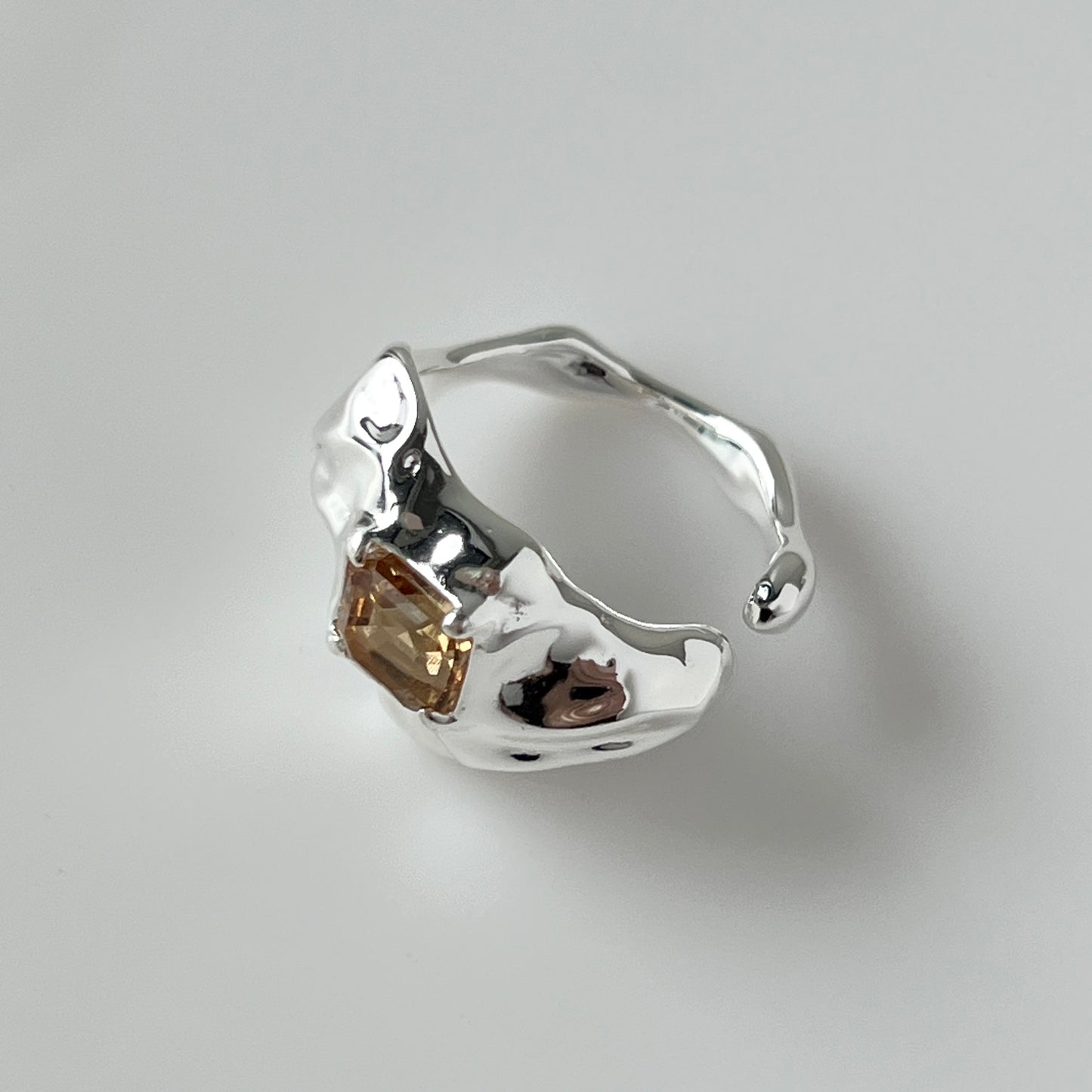 [ colorado topaz ]  melt ring  silver  [ free size ]