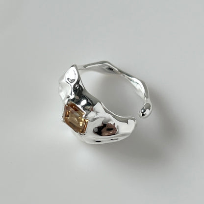 [ colorado topaz ]  melt ring  silver  [ free size ]