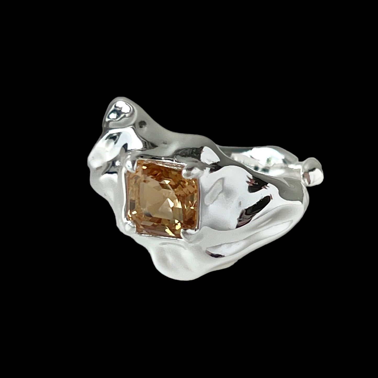 [ colorado topaz ]  melt ring  silver  [ free size ]