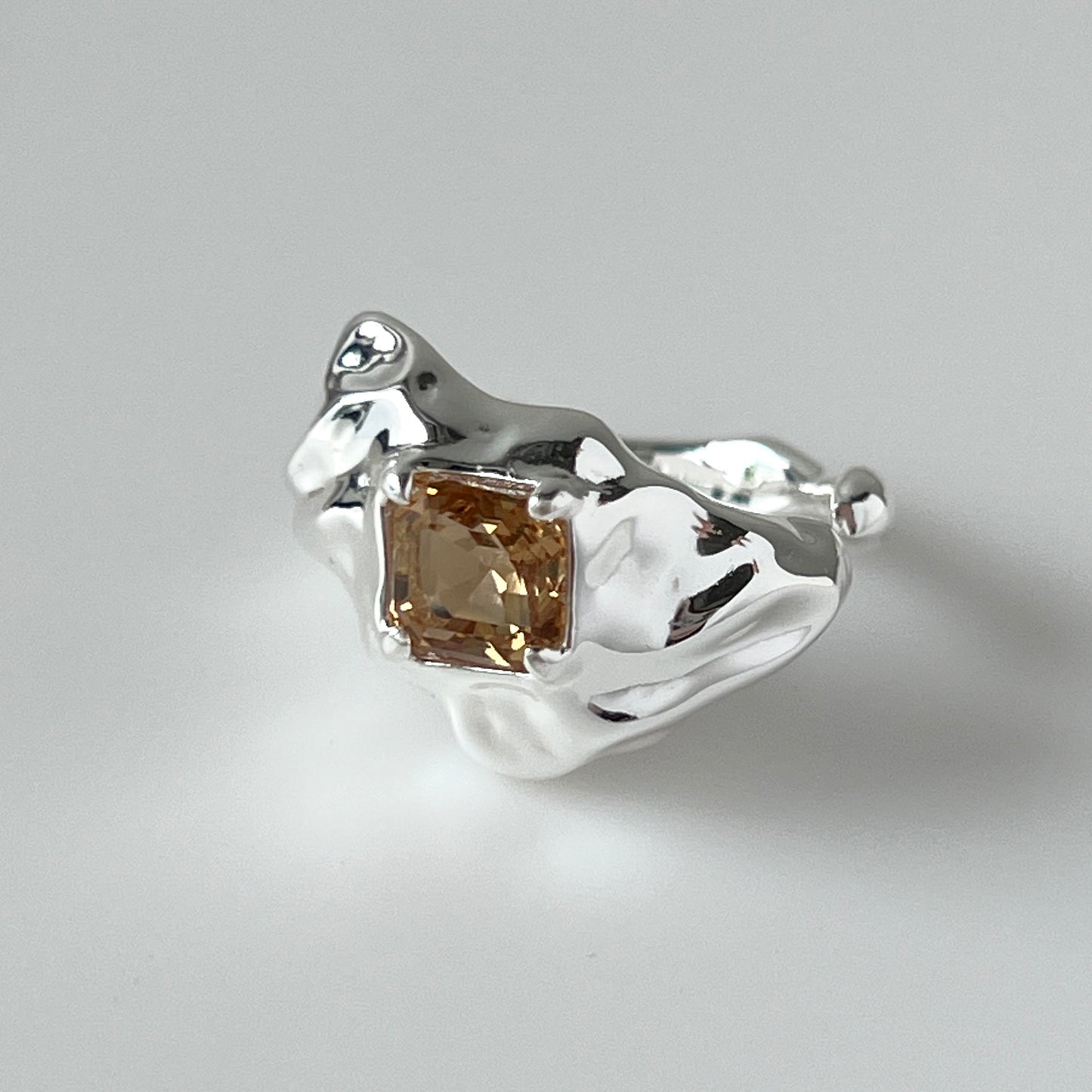 [ colorado topaz ]  melt ring  silver  [ free size ]