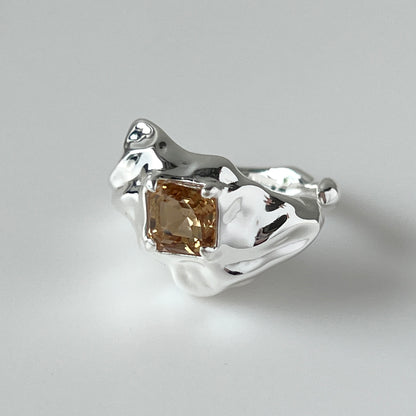 [ colorado topaz ]  melt ring  silver  [ free size ]