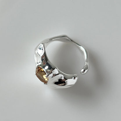 [ colorado topaz ]  melt ring  silver  [ free size ]