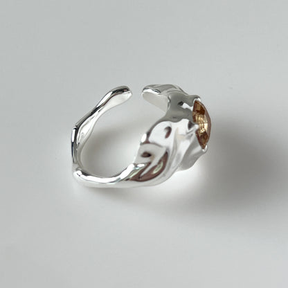 [ colorado topaz ]  melt ring  silver  [ free size ]