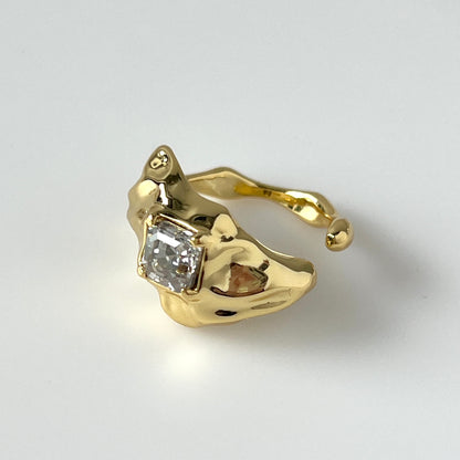 [ crystal shade ]  melt ring  gold  [ free size ]