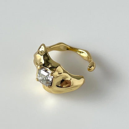 [ crystal shade ]  melt ring  gold  [ free size ]