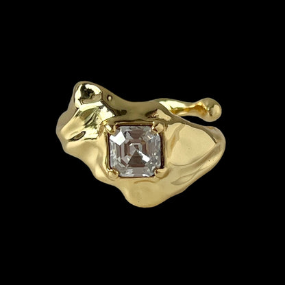 [ crystal shade ]  melt ring  gold  [ free size ]