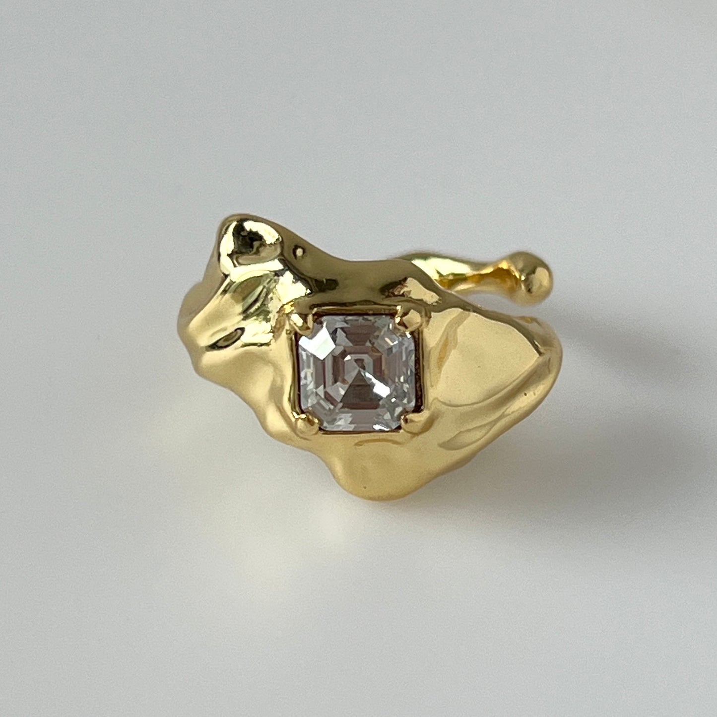 [ crystal shade ]  melt ring  gold  [ free size ]